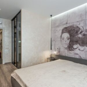 Custom printed wall mural installed as a bedroom feature wall - Super Printers