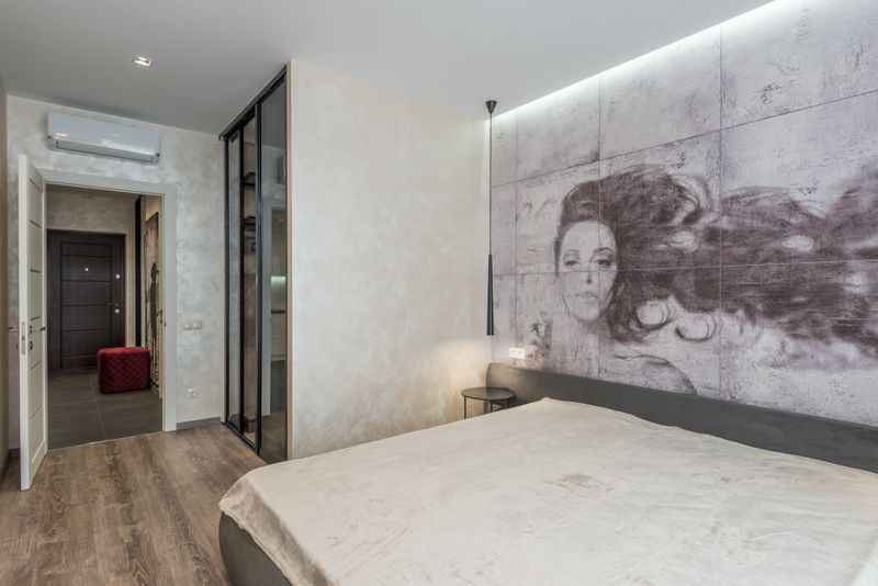 Custom printed wall mural installed as a bedroom feature wall - Super Printers